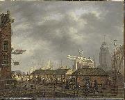 Johannes Jelgerhuis small fishmarktet at Amsterdam oil painting on canvas